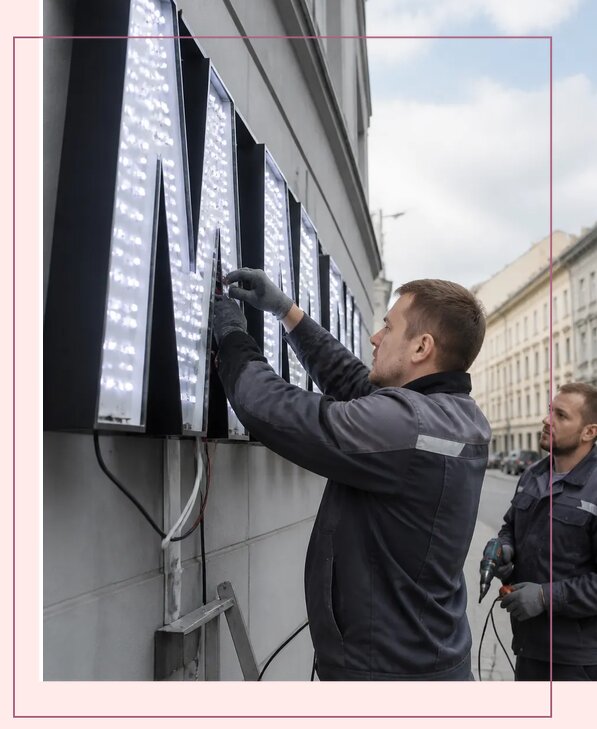 Изготовление и монтаж светодиодных LED вывесок в Курчатове