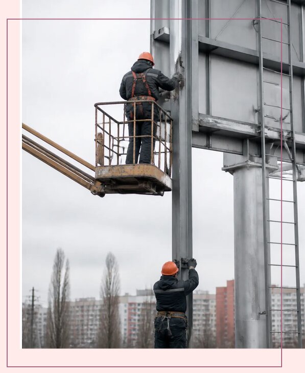 Профессиональный монтаж рекламных щитов и конструкций в Курчатове